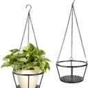 ARTORA 2 Pack Metal Plant Hanger, Modern Plant Hanging Basket Decorative Black Plant Pot Holder Flower Planter Hanging Chain for Balcony Porch Indoor Outdoor Home Decor (Black 2PCS)