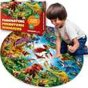 QUOKKA Giant Puzzles for Kids Ages 4-6 - 48 Piece Round Puzzles for Toddlers 3-5 - Large Floor Educational Kids Puzzle Ages 2-4 - Boys and Girls Dino Activity Game Toy