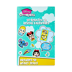 Disney Doorables Valentine Exchange Cards, Scratch to Reveal Message, Paper, 32 Count, Pack of 2