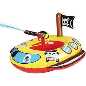 Inflatable Pool Floats Kids with Water Gun, Pirate Ship Pool Floats for Toddlers, Blow Up Pool Toys for Kids Ages 4-8, Summer Fun Boat Shaped Water Toys Swimming Floaties for Boys and Girls