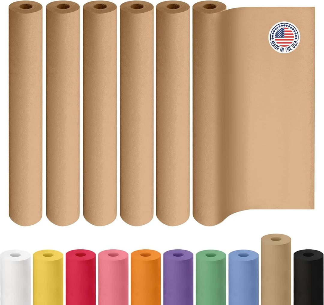 Brown Paper Roll 36" x 1800" (150 feet), Pack of 6 - USA-Made Brown Packing Paper 50lb Thickness for Moving, Shipping, Crafts/Arts - 100% Recycled Natural Wrapping Material by IDL Packaging