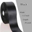 2 x 50 Yards 1 1/2 Inch Black Satin Ribbon, Single Face Polyester Solid Color Craft Fabric Ribbon for Handmade Roses, Gift Wrapping, Bouquets, Wedding, Christmas, and Party Decoration
