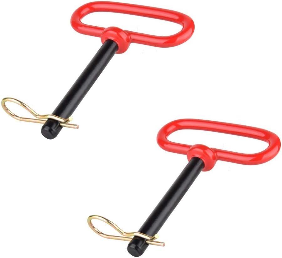 5/8" Trailer Pins Red Handle Hitch Pin with Clip Tractor Pins Tow Dolly Hitch Clevis Pin 5/8X5-1/2 ,2PCS