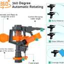 3 Pack Pulsating Sprinklers with Metal Spike, 360 Adjustable Rotating Impact Sprinkler Large Area Coverage Sprinklers for Yard Lawn Garden Above Ground Sprinkler System (Black and Orange)