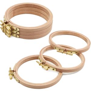 ZOCONE 6 PCS Beech Wood Embroidery Hoops, Wood Circle Hoop Ring Cross Stitch Hoop for Embroidery, Cross Stitch, Needlework, Art Craft Handy Sewing and Christmas Decoration (Size-4")