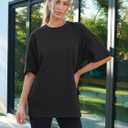 AUTOMET Womens Oversized T Shirts Workout Plus Size Short Sleeve Tops Casual Loose Basic Tees Summer Trendy Outfits 2026, Small
