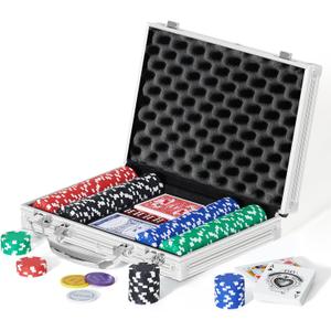 Boyzhood Poker Chips,200 Pcs Poker Set with Aluminum Travel Case,11.5 Gram Poker Chips Set for Texas Holdem Blackjack Gambling