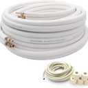 50 Ft Air Conditioning Copper Tubing Pipe Extension, 1/4" 1/2" 3/8" PE Thickened for Mini Split AC and Heating Equipment Insulated Coil Line HVAC Refrigerant with Nuts (1/4" & 3/8"* 3/8" PE with nuts)