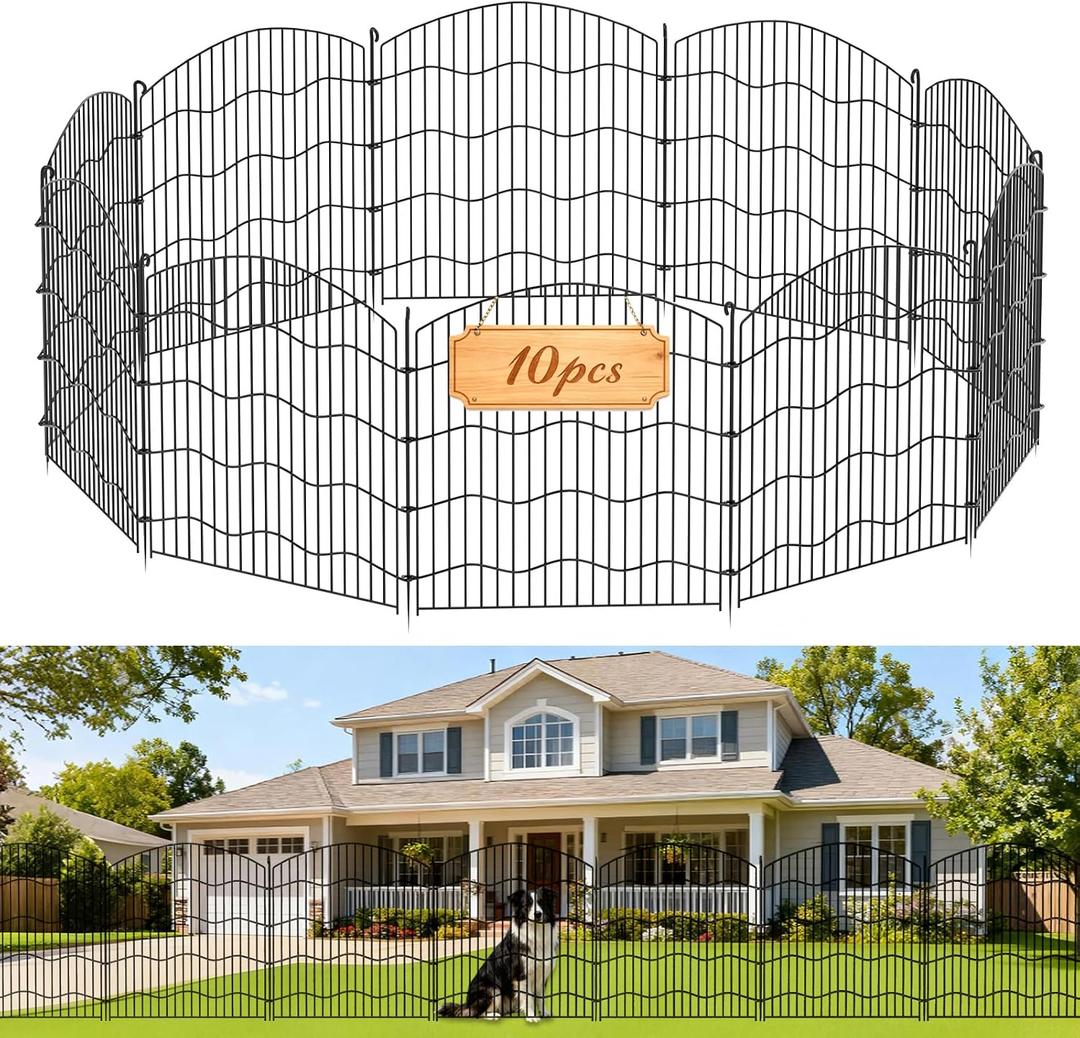 Garden Fence No Dig, 31in(H) x24ft(L) Black 10 Pack, No Gate