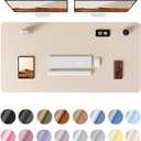 YSAGi Leather Desk Protector, Office Mat, Large Mouse Mat, Non-Slip PU Leather Blotter, Laptop Pad, Waterproof Writing Pad for Office and Home (Eggshell, 47.2" x 23.6")