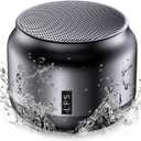 LFS Portable Bluetooth Shower Speaker, Waterproof Outdoor Wireless Speaker, Ultra-Long Play Time 15 Hours, TWS Pairing, Suitable for Home, Pool, Beach, Boating, Hiking, Camping (Silver)
