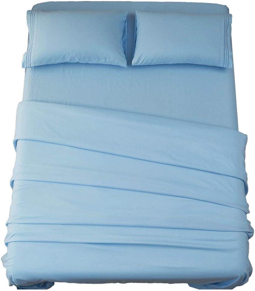 SONORO KATE Bed Sheet Set Super Soft Microfiber 1800 Thread Count Luxury Egyptian Sheets 16-Inch Deep Pocket Wrinkle and Hypoallergenic-4 Piece(Queen Lake Blue)