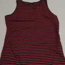 Women's Stripe Ribbed Knit Tank Tops Summer Casual Slim Fit Sleeveless Tops for Daily Wear (Medium, Zs-navy Blue Red Stripe)