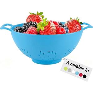 Meadow Lane 6-inch Small Colander, BPA-Free, Dishwasher Safe, Double Handles, Compact Food Strainer for Berries, Veggies and Pasta, 3-Cup Capacity, Glossy Black (1 Pack)