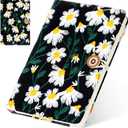 Dunzoom Daisy Journal Daisy Gifts for Women Embroidered Flower Journal Hardcover A6 Pocket Ruled Spiral Notebook Blank for Women Gifts Office and School Supplies(Black)