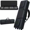 88 Key Keyboard Case Soft with Wheels (56.7x18.9x7.1), Rolling Piano Keyboard Case with Roller/Carrying Handle/Backpack-Strap, Keyboard Gig Bag with 3 Pockets (L)