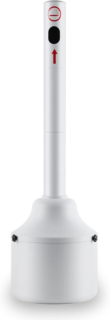 Anfrere Outpost Site Saver Cigarette Butt Receptacle, Cigarette Butt Collector Receptacle Disposal Outdoor Heavy Duty & Anti-Tip, SPCC Steel Plate Ashtray for Outside Patio, 14 Liter Capacity, White