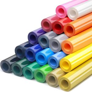 HTV Heat Transfer Vinyl Bundle - 20 Pack 12'' x 100 FT Heat Transfer Vinyl Rolls Bulk, Iron on Vinyl for Cricut T-Shirt, HTV Vinyl Bundle with 20 Assorted Colors