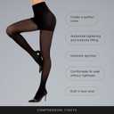 Yilanmy 2 Pairs Control Top Pantyhose for Women, 50D Semi Opaque Tights with 10-15mmHg Compression Support (Black, M)