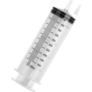 500ml Large Syringe, Plastic Syringe with Tip Adapter, for Thick Liquids for Scientific Labs, Measuring, Watering, Refilling, Filtration Multiple Uses, Individual Sealed