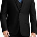 LUPURTY 3 Piece Suits for Men Slim Fit Men's Suit for Business Wedding Party 2 Button Blazer Tuxedo Set Jacket Vest Pants (XX-Large, Black)