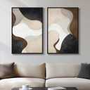 Framed Neutral Abstract Minimalist Wall Art, 2 Piece Large Modern Canvas Prints Paintings Artwork for Walls, Black Beige Brown Abstract Art Pictures for Living Room Dining Bedroom Wall Decor 20x30 In, 20" W x 30" H x 2Pcs