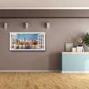 Window View New York Brooklyn Bridge Canvas Wall Art- Nature Landscape Canvas Print Picture Artwork Framed for Living Room Bedroom Bathrom Offce-24"x48"