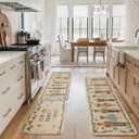 Artoid Mode Watercolor Nutcrackers Merry Christmas Decorative Kitchen Mats Set of 3, Home Party Low-Profile Kitchen Rugs - 24"x35"+24"x59"+24"x72" (Beige)