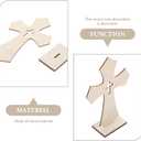 Didiseaon 10pcs Wooden Cross Desk Decor Unpainted Craft Crosses for Home Office Unique Religious Ornament for Weddings Baptisms Festivals