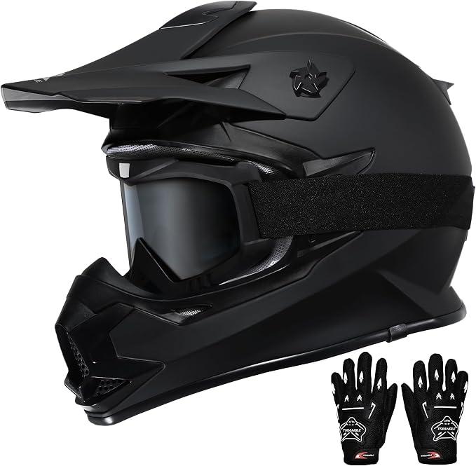 TRIANGLE Adult Dirt Bike Helmet Full Face Motocross Helmets DOT Certified, Matte Black, XX-Large