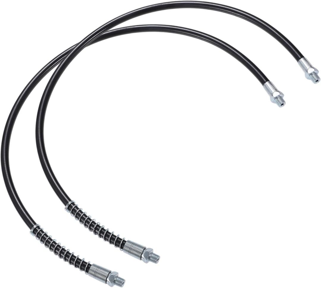 2pcs 28 Inch Universal 1/8" NPT Grease Gun Flex Hose - Trailer Flex Grease Hose Extension Non-Slip - Metal Black Vehicle Components Replace Parts