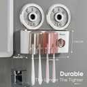 iHave Toothbrush Holders Bathroom Decor with Toothpaste Dispenser, 2 Cups Toothbrush Holder Wall Mounted Bathroom Accessories