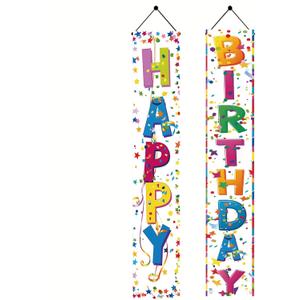2 Pcs Colorful Happy Birthday Door Banner Happy Birthday Porch Banner Sign Birthday Party Decor Birthday Hanging Decoration for Girls Boys Party Supplies