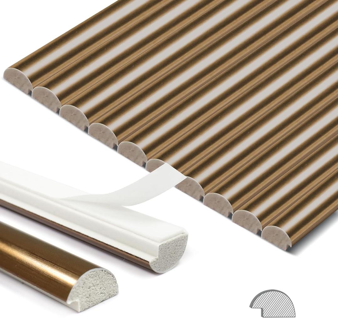 STICKGOO 9-Pack Tile Edge Trim, 12" Wall Molding Trim for Peel and Stick Backsplash Tile, Copper Tile Edge Decorative Liner Comes with 12 Pieces Strong Double-Sided Tape