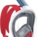 QingSong Kids Snorkel Mask Full Face, Snorkeling Set with Camera Mount, Foldable 180 Degree Panoramic View Snorkeling Gear Anti-Fog Anti-Leak (X-Small, Red Pirates)