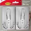 Command X-Large Satin Nickel Triple Hook, 2 Hooks, 6 Strips, Damage-Free Hanging with Adhesive Strips, No Tools Wall Hook for Hanging Decorations in Living Spaces