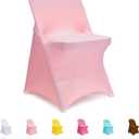 Folding Chair Covers - 12 PCS Light Pink Spandex Slipcovers for Party, Banquet, Wedding, Event - Universal Fit