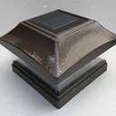 Solar Post Cap Lights Outdoor LED Lighting Deck Fence Two Modes Warm White 6x6 Wooden Brushed Copper 