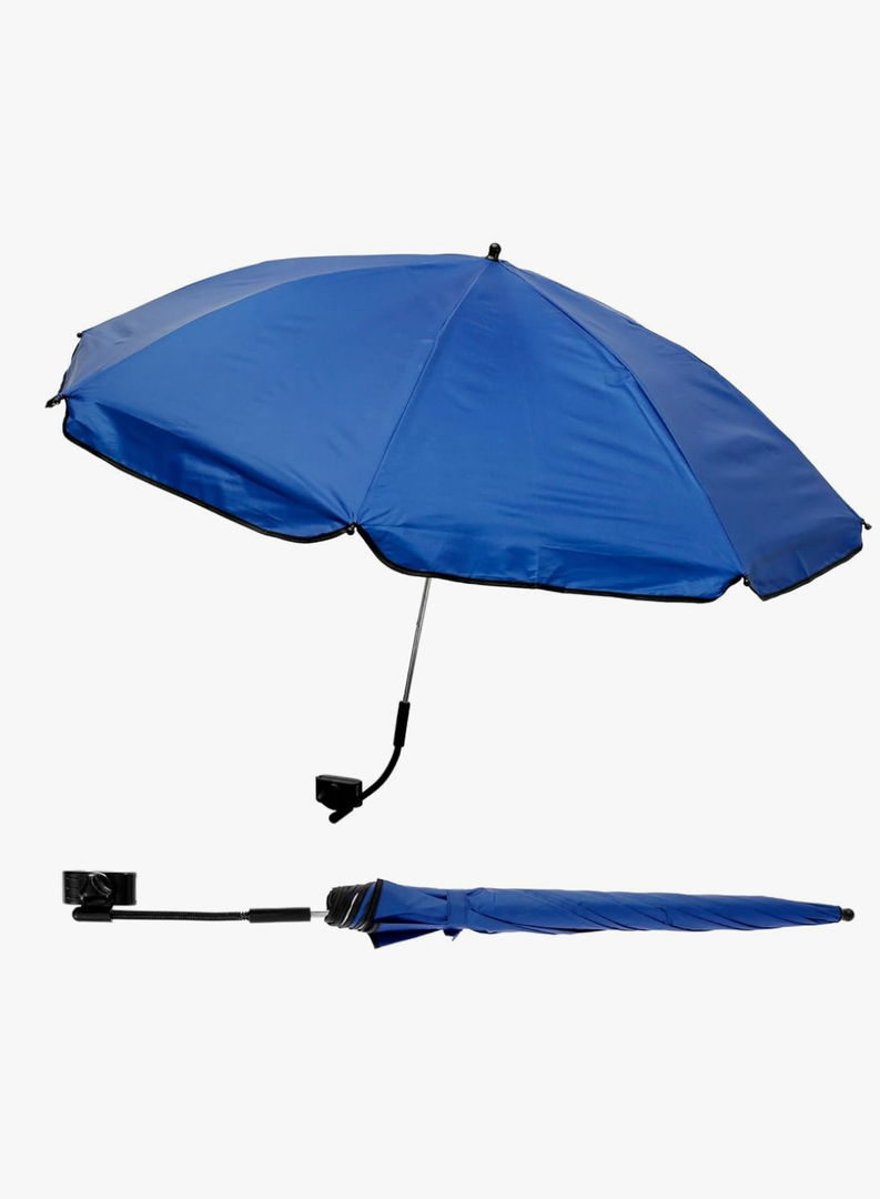 Beach Chair Umbrella with Universal Clamp, 360° Swivel Shade Umbrella, 42" Adjustable Outdoor Beach Umbrella with Large Opening Clip, UPF 50+ Camping Umbrella Clamp on Patio Chair with Storage Bag, 2 Piece
