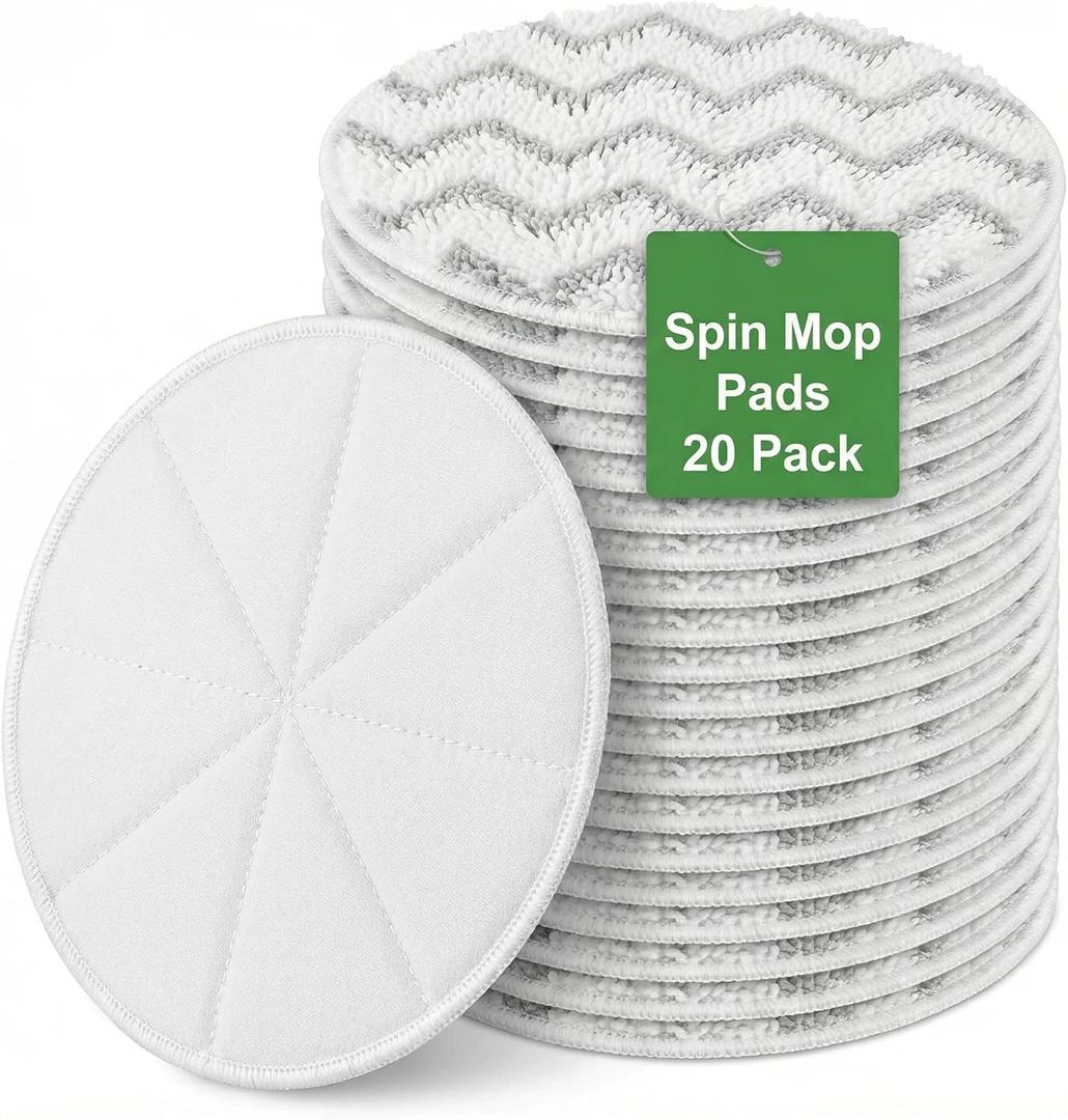 20 Pack Disposable Spin Mop Replacement Pads for Bissell Spinwave 20393,20399,3897A,23157, 23159,2124, 3712,2037,2039A for Hard Floor Steam & Scrub Mops, Gray