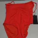 QINSEN Womens Seamed Cup Spaghetti Straps One Piece Bathing Suits Tummy Control Cheeky Swimsuit (Large, Red)
