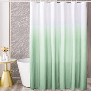 YI & ZE Green Ombre Shower Curtain Sets for Bathroom Accessories Fabric Polyester Waterproof Modern Shower Curtain Liner with 12 Hooks W72xL72