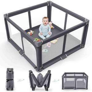 Foldable Baby Playpen Portable Travel Play Yard, Dark Gray
Safety Play Yard for Babies & Toddlers, Indoor & Outdoor Use, Carry Bag Included, Collapsible, Portable，Sturdy & Secure