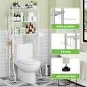 Simple Trending Over The Toilet Storage Rack, Metal 3 Tier Bathroom Organizer Shelf with Paper Holder and 3 Hooks, White