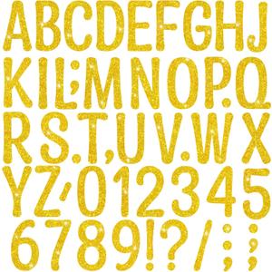 20 Sheets Glitter Letter Stickers, 264 PCS Bulletin Board Letters Large 4 Inch Self-Adhesive Alphabet Number Stickers Letters for Poster Board Mailbox Classroom Crafts Party Decor DIY Projects (Gold)