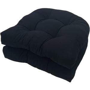 Outdoor Chair Seat Cushions, 2 Pack Waterproof 18" x 18" U Shaped Thickened Tufted Patio Chair Seat Cushions, for Patio Furniture(Color:Black)