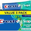 Crest + Scope Whitening Toothpaste - Pack of 3, 5.4 Oz Tubes - Anticavity Fluoride Toothpaste, Fresh Breath, Kills Germs - Tartar Protection, Enamel Protection - Minty Fresh Flavor