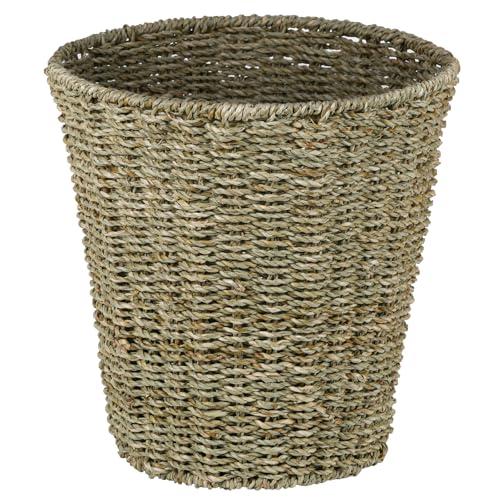 hardcometrue Boho Wicker Trash Can,Waterproof Bathroom Trash Can Hand Woven Wicker Waste Baskets for Kitchen Office Bedroom