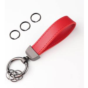 Turcee Leather Car Keychain, Creative Personality Leather Key Fob, Universal Key Fob Keychain for Men and Women (Red)