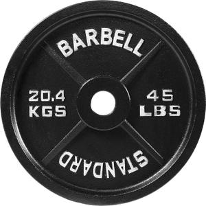 Fitvids Cast Iron Plate Weight Plate for Strength Training and Weightlifting, 2-Inch Center (Olympic), 45LB (Single)